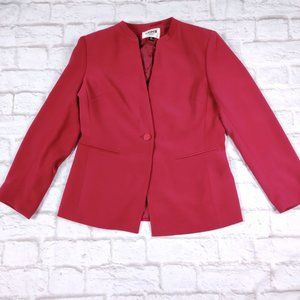 KASPER womens petite power blazer jacket career single breasted maroon red sz 8P